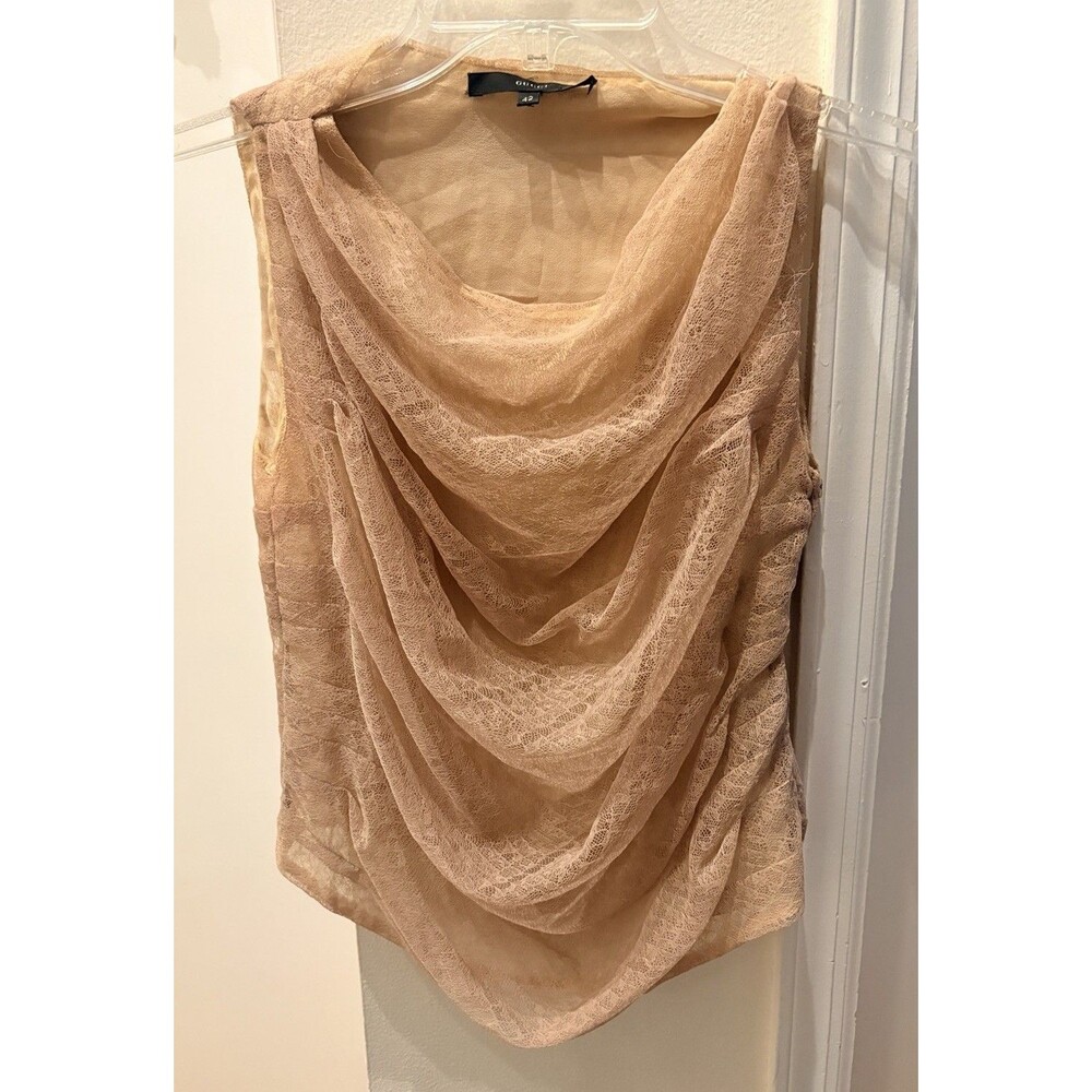 Vintage GUCCI Tom Ford Tan/Beige Lace Lined Sleeveless Top Sz 42